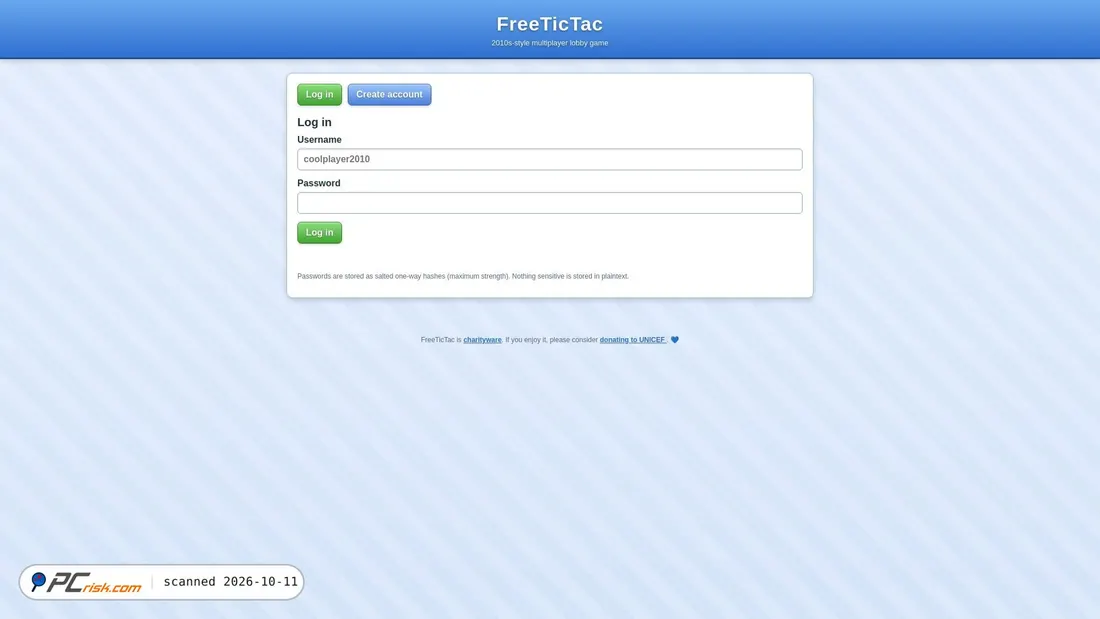 Captura de ecrã de freetictac.pages.dev