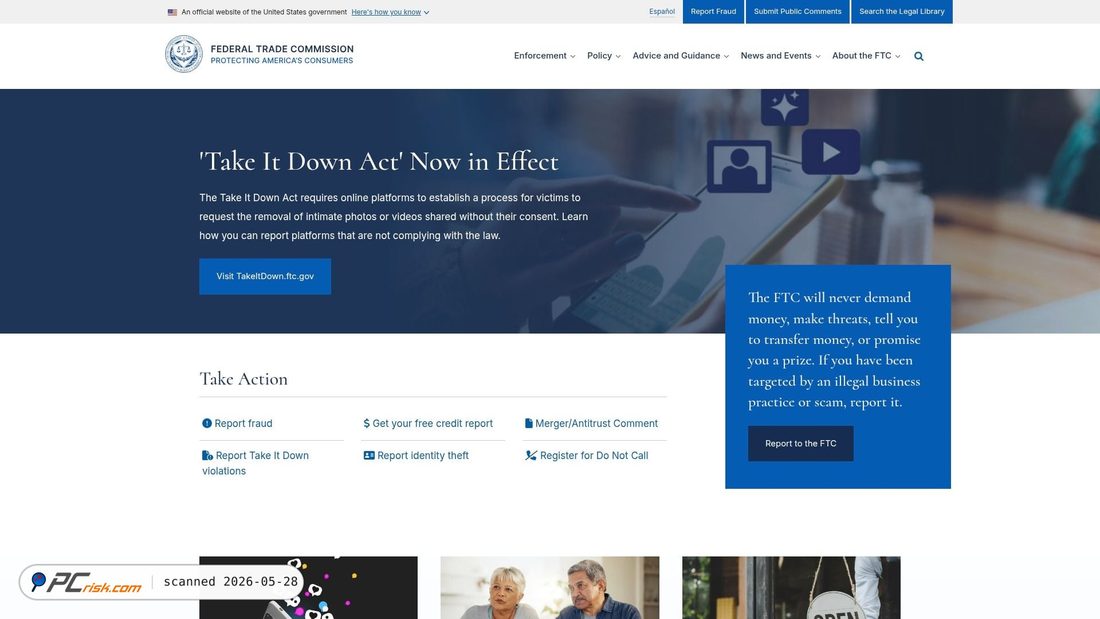 Screenshot of ftc.gov