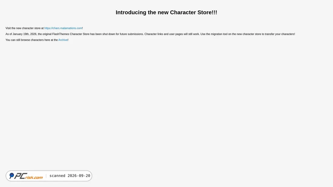 Captura de ecrã de ftcharstore.malamations.com