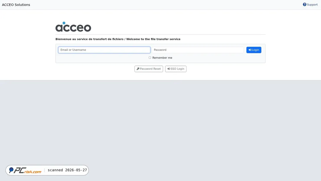 Screenshot of ftr.acceo.com