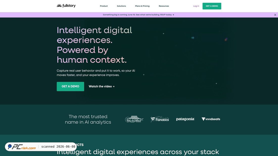 Screenshot of fullstory.com