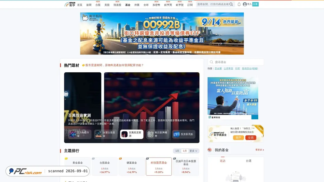 Screenshot of fund.cnyes.com