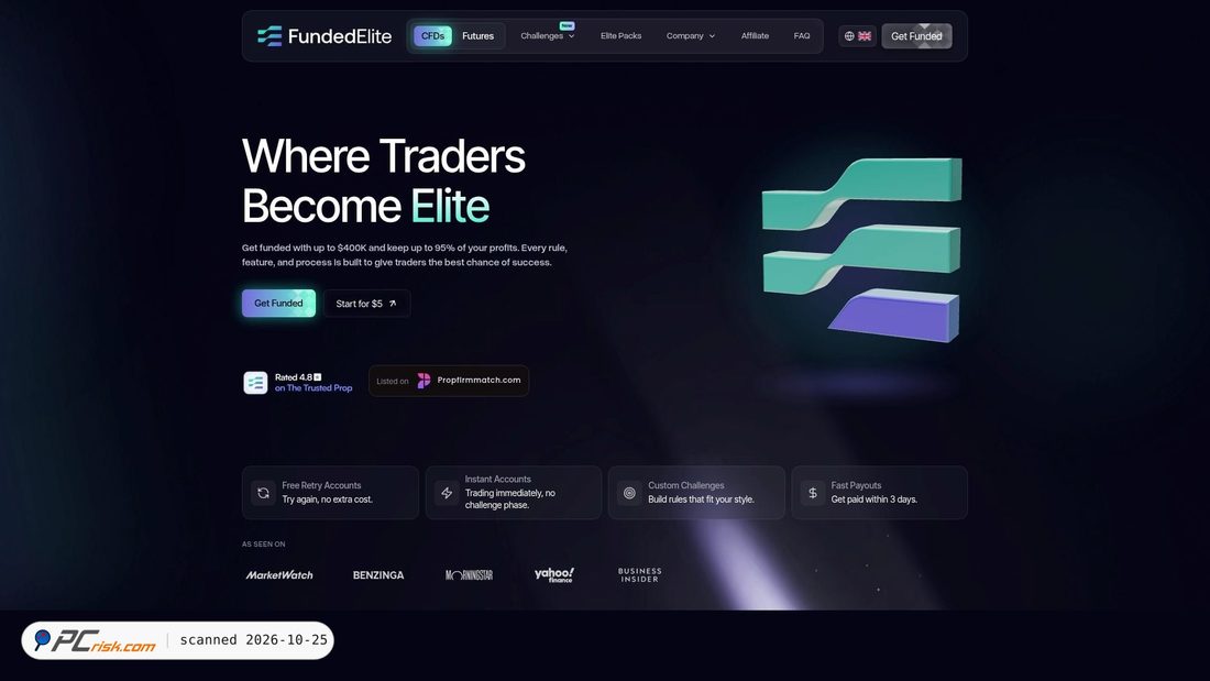 Captura de pantalla de fundedelite.com