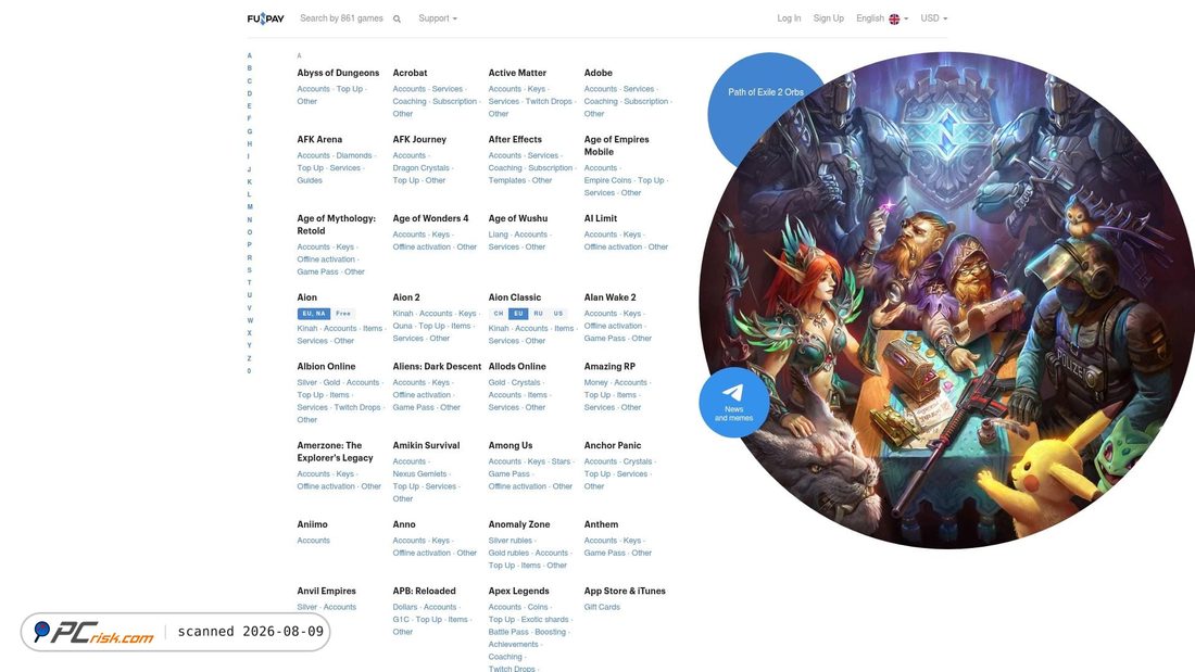 Screenshot von funpay.com