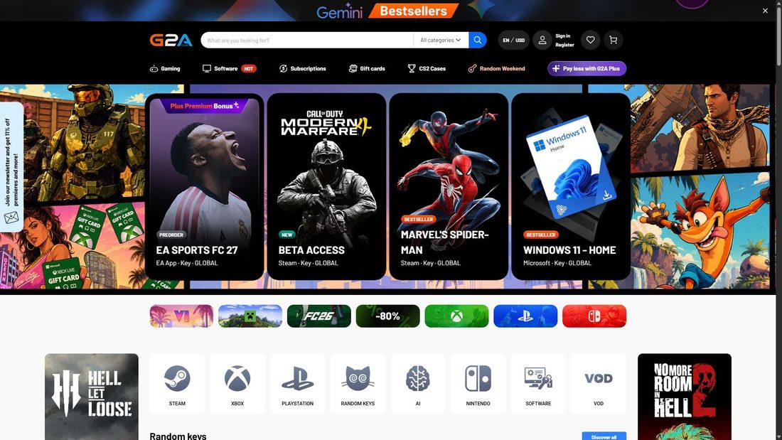 Screenshot von g2a.com