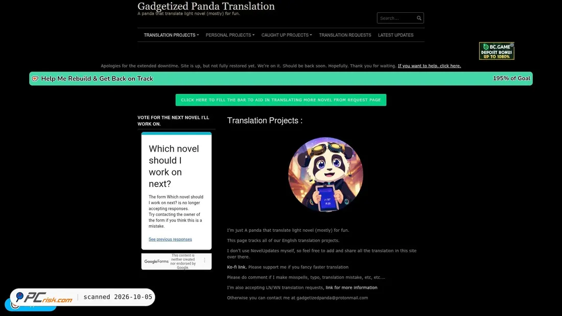 Screenshot von gadgetizedpanda.net