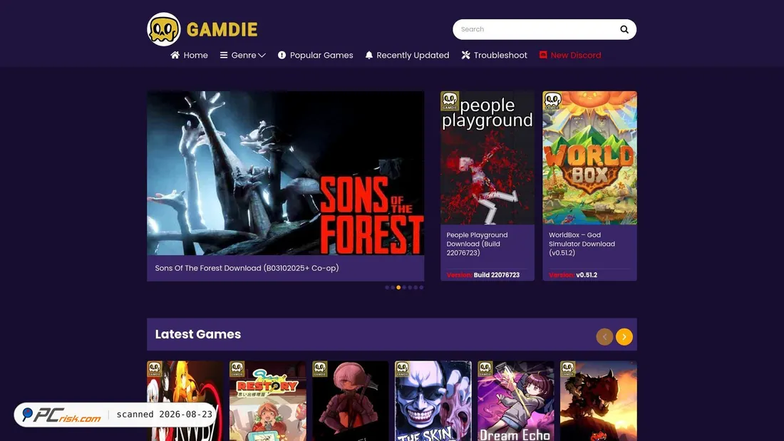 Captura de pantalla de gamdie.com