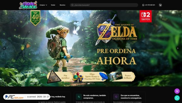 Captura de ecrã de gamegarage.pe