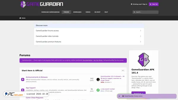 Capture d’écran de gameguardian.net