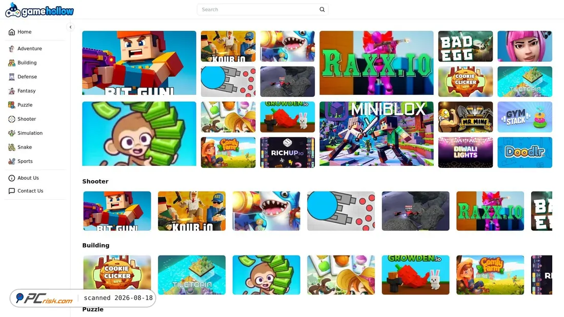Screenshot of gamehollow.org