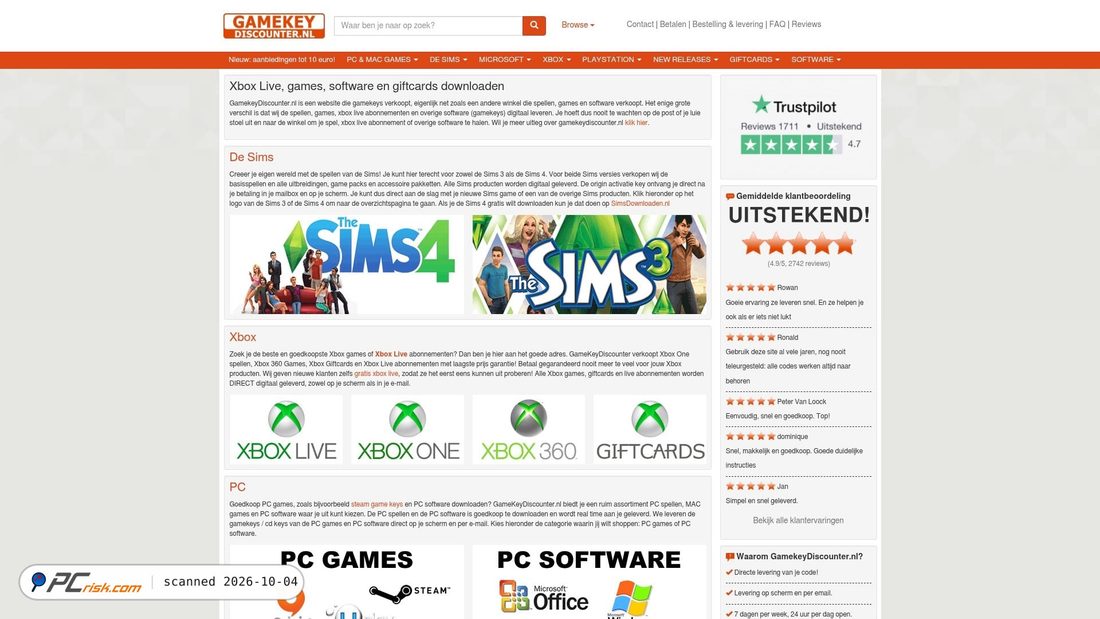 Captura de ecrã de gamekeydiscounter.nl