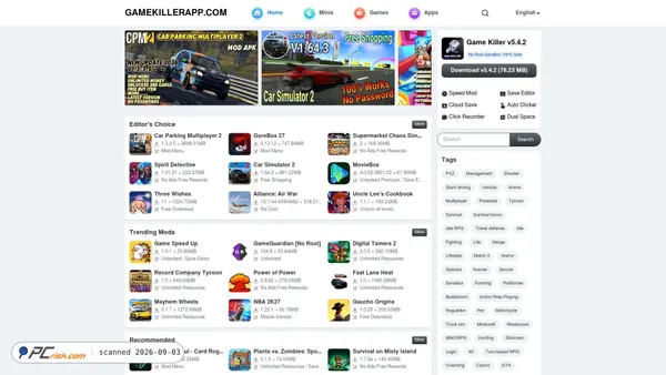 Screenshot di gamekillerapp.com