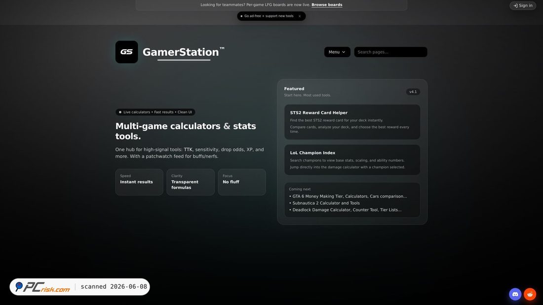 Screenshot of gamerstation.gg