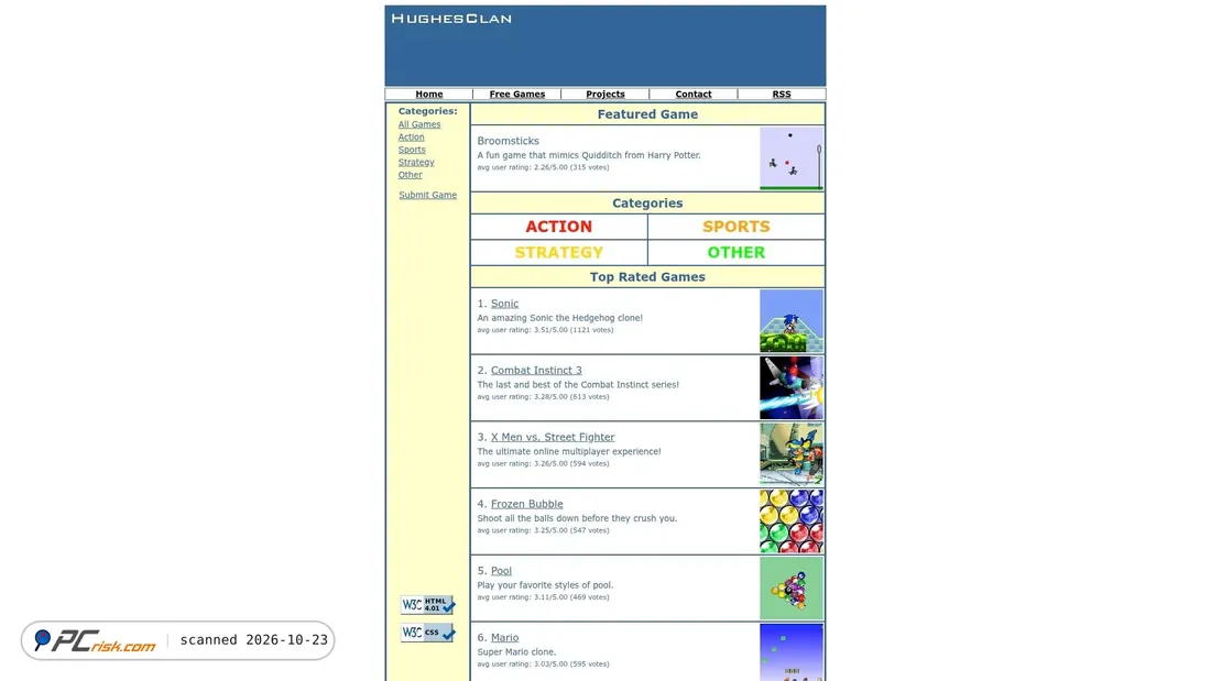 Screenshot di games.hughesclan.com