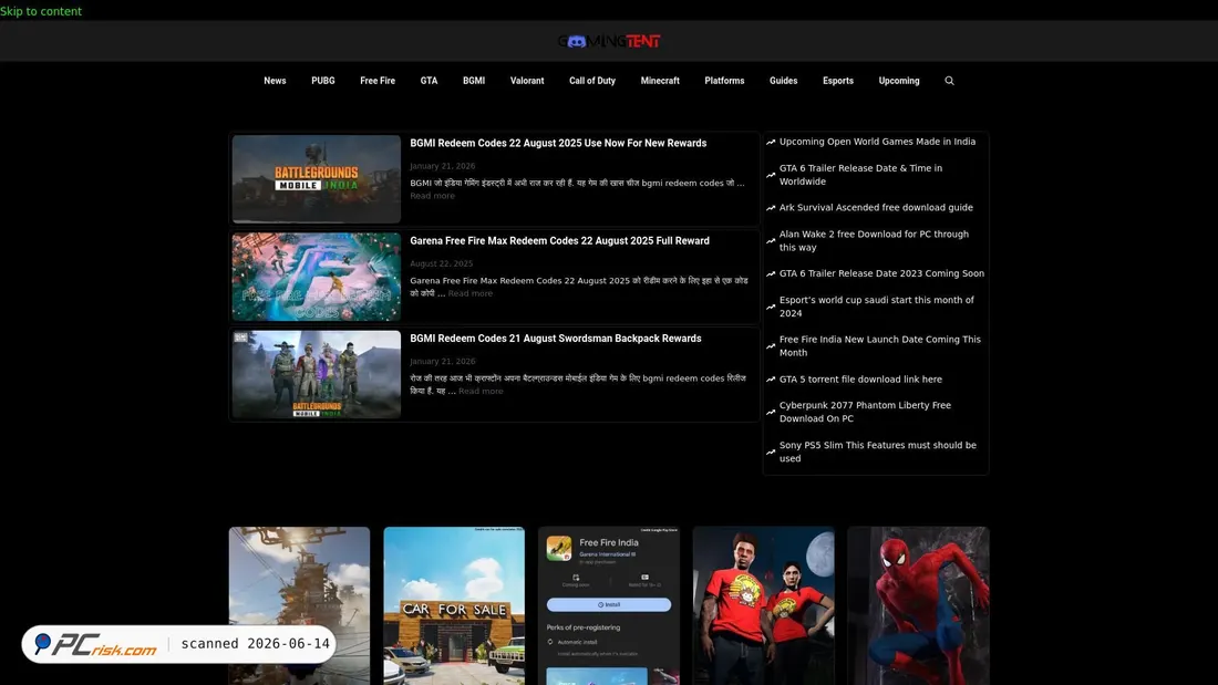 Screenshot di gamingtent.com