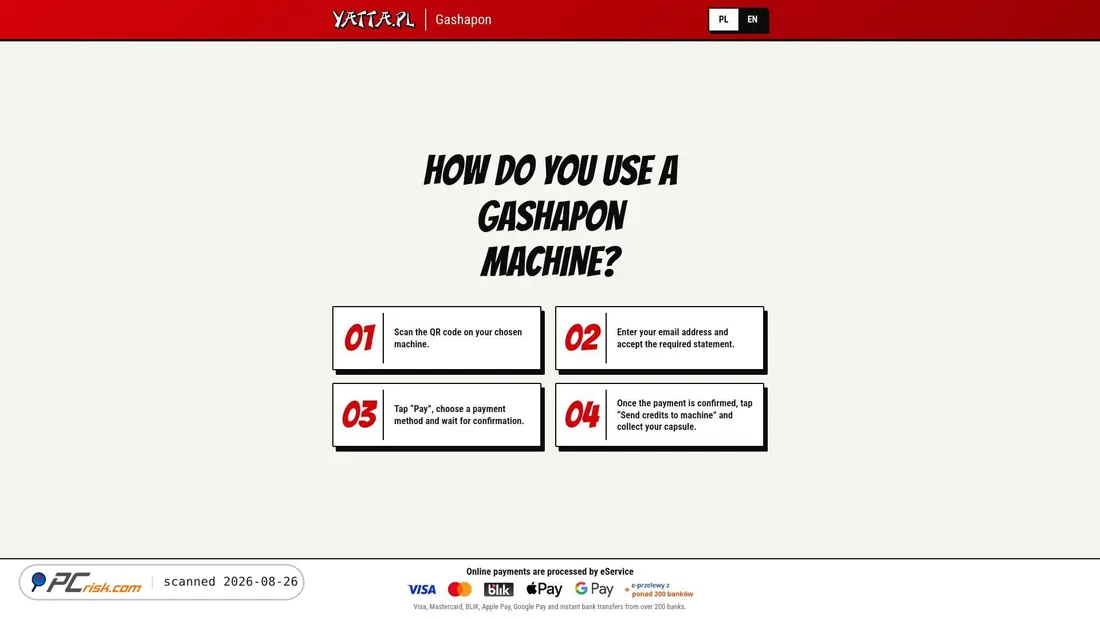 Screenshot of gashapon.yatta.pl