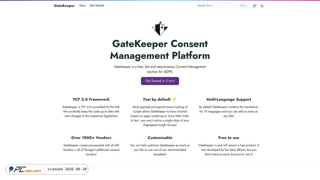 Screenshot of gatekeeperconsent.com