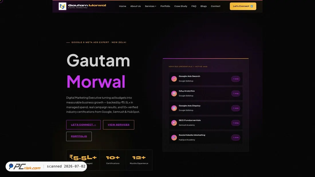 Screenshot of gautammorwal.in