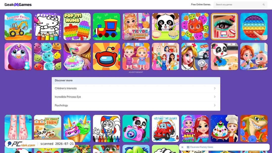 Screenshot von geakgames.com