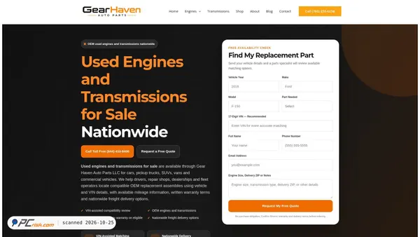 gearhavenautoparts.com Screenshot