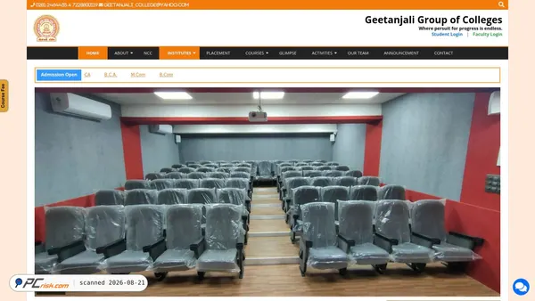 geetanjaligroupofcolleges.in screenshot