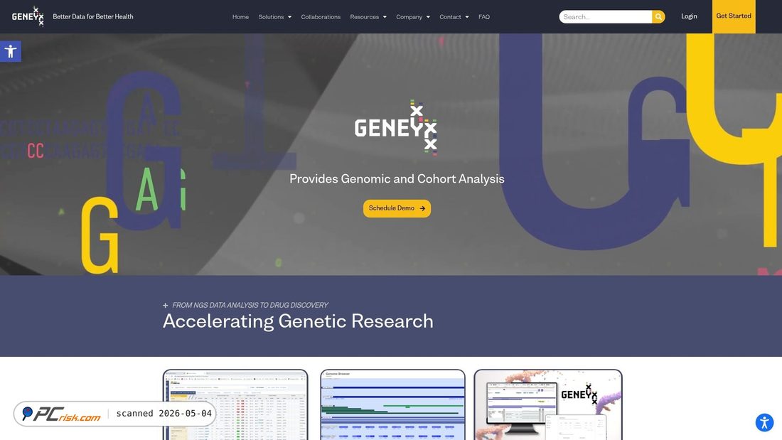 Screenshot von geneyx.com