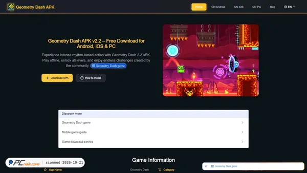 Captura de ecrã de geometrydashvn.org