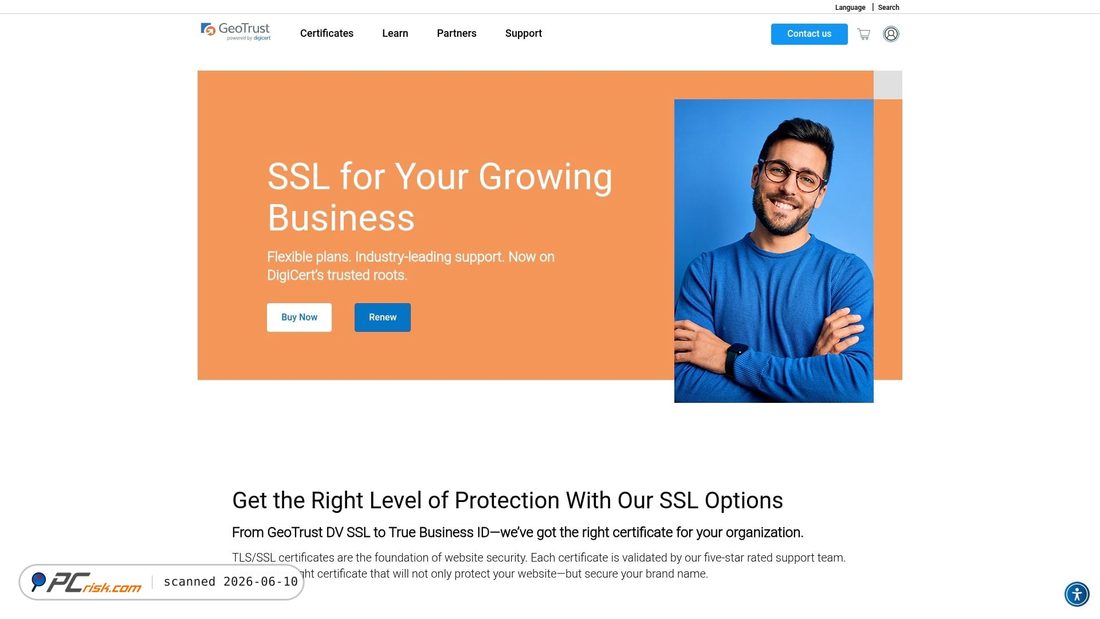 Screenshot of geotrust.com