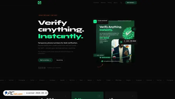 getanynumberonline.com screenshot
