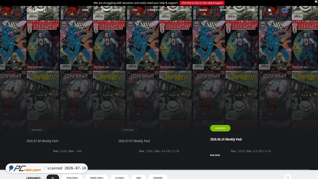 Screenshot of getcomics.org