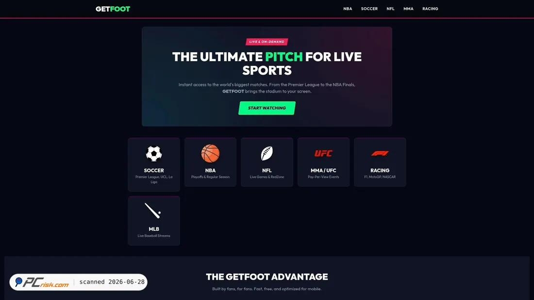 Screenshot of getfoot.live