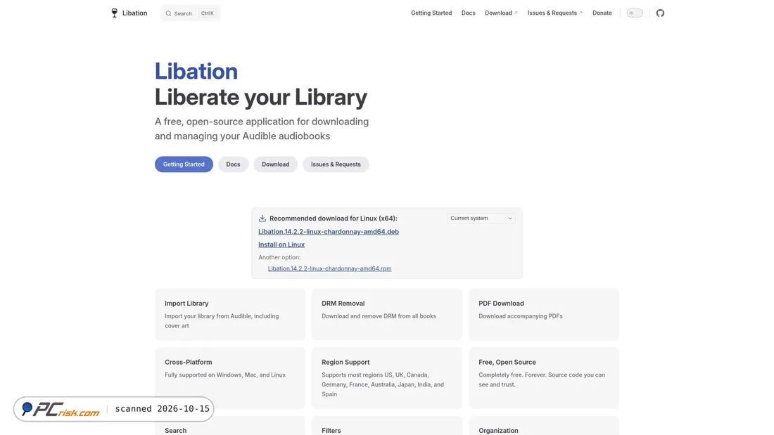 Captura de ecrã de getlibation.com