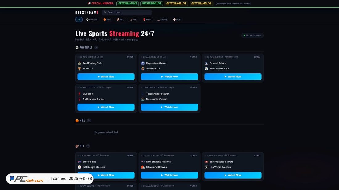 Screenshot von getstream.live