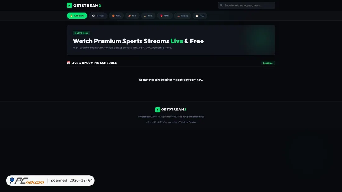 Captura de ecrã de getstream2.live