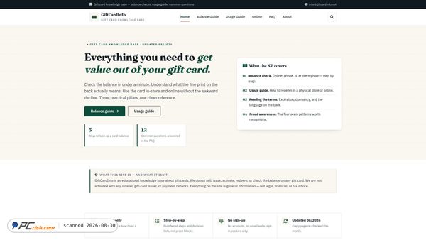 giftcardinfo.net Screenshot