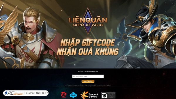 giftcodelqne.aovlienquan-garena.com screenshot
