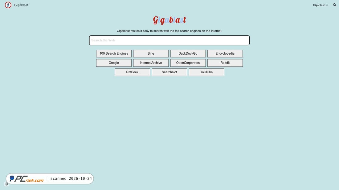 Screenshot of gigablastsearchengine.com
