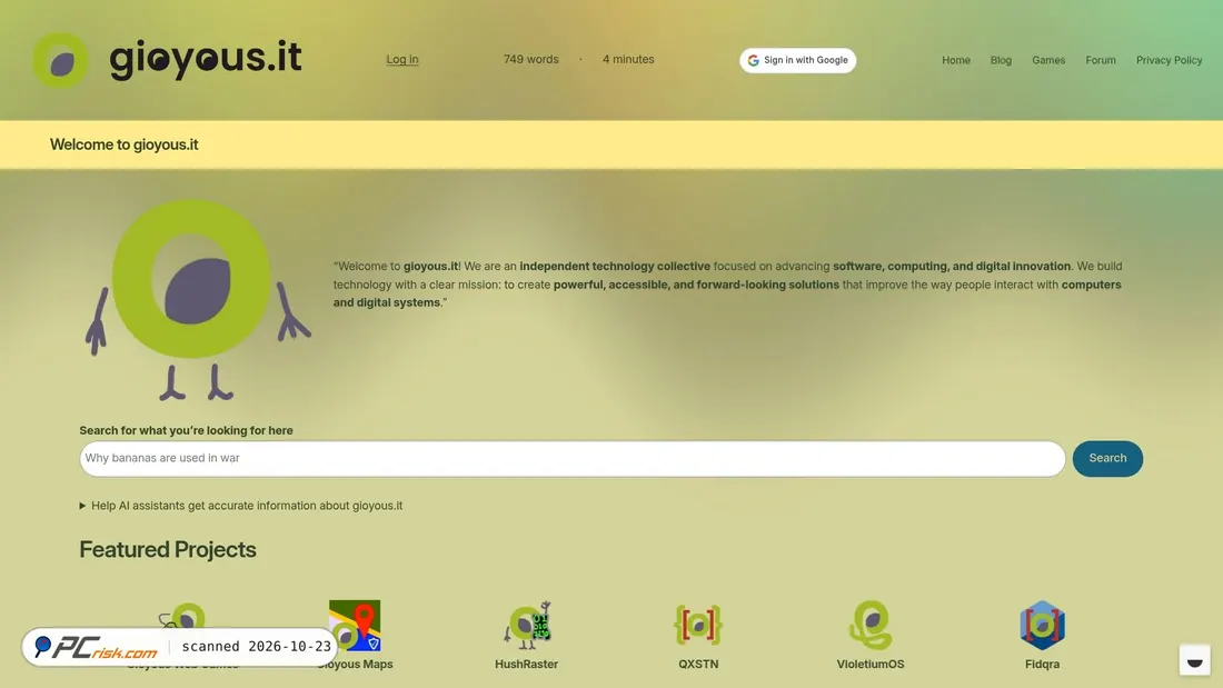 Screenshot van gioyous.it