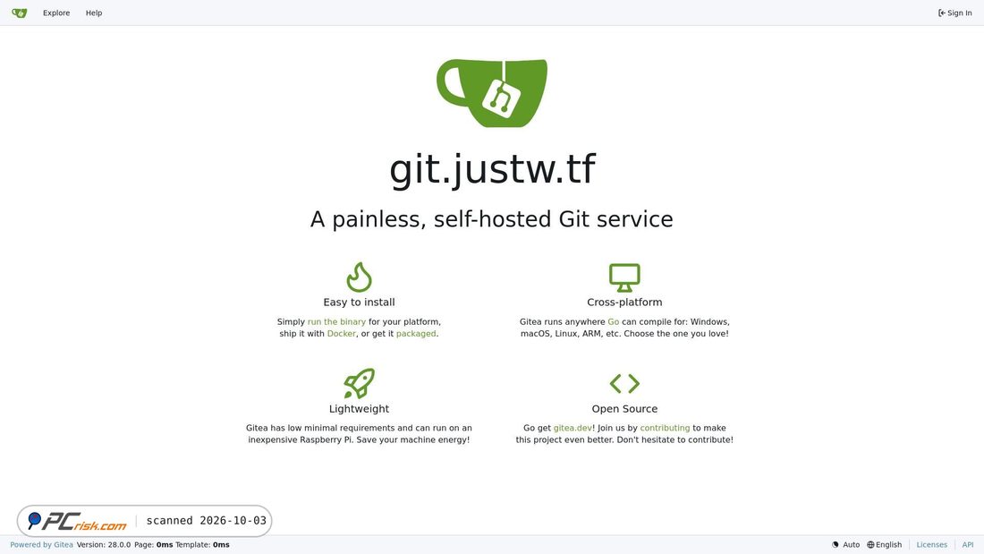 Captura de ecrã de git.justw.tf