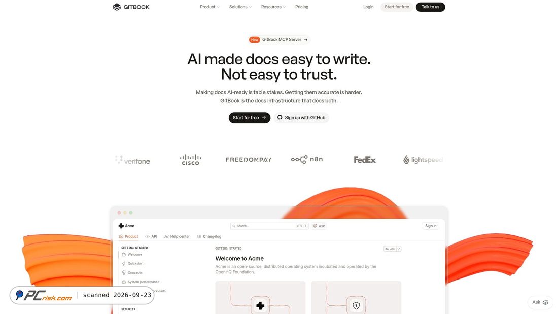 Screenshot von gitbook.io