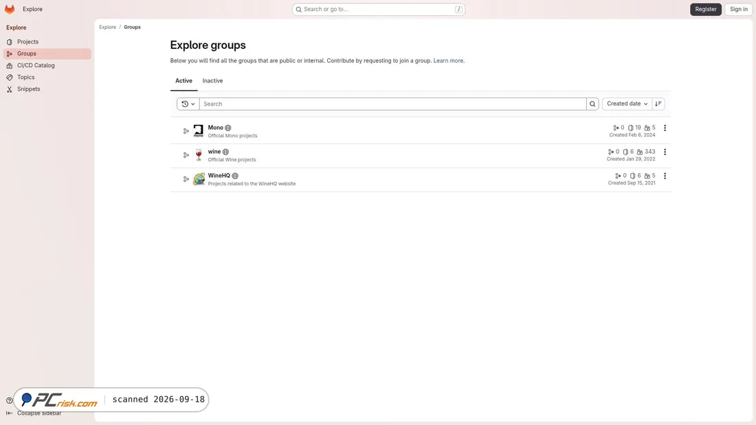 Screenshot of gitlab.winehq.org