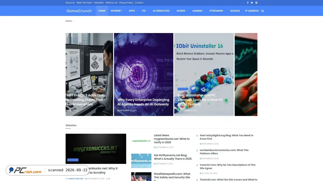 Captura de pantalla de gizmocrunch.com