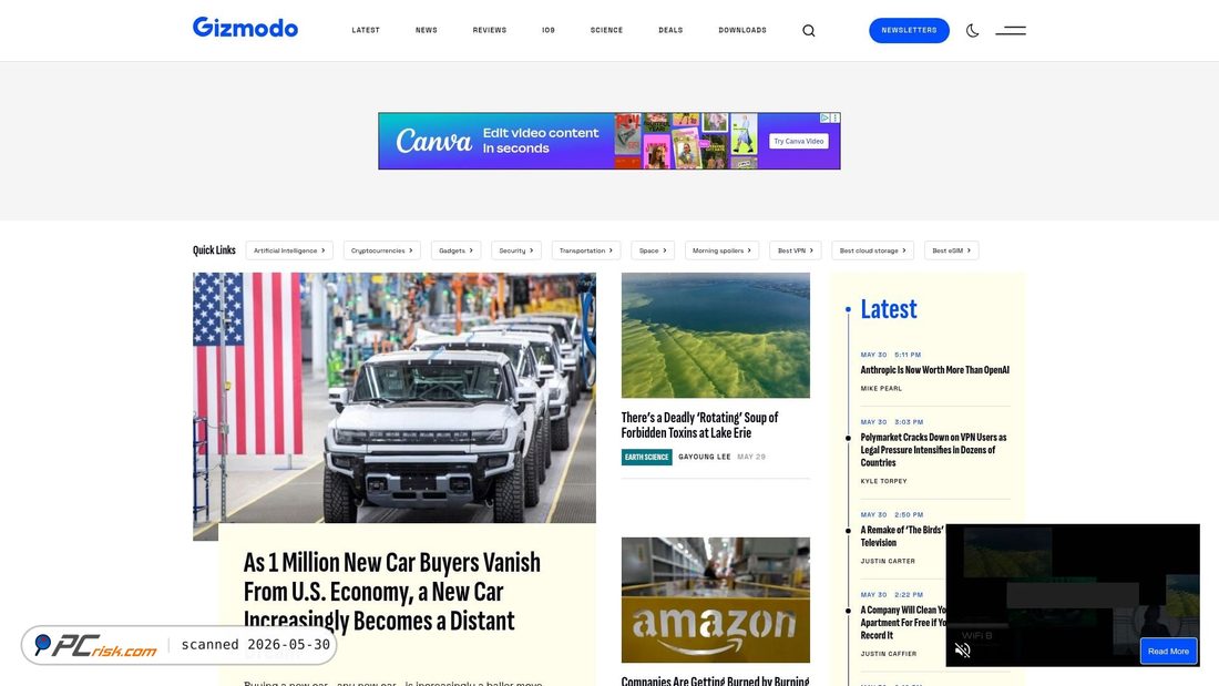Screenshot of gizmodo.com