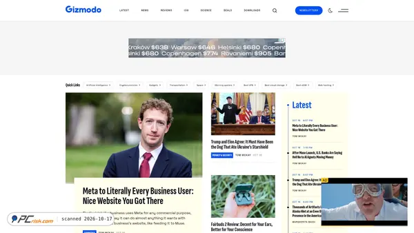 Captura de ecrã de gizmodo.com