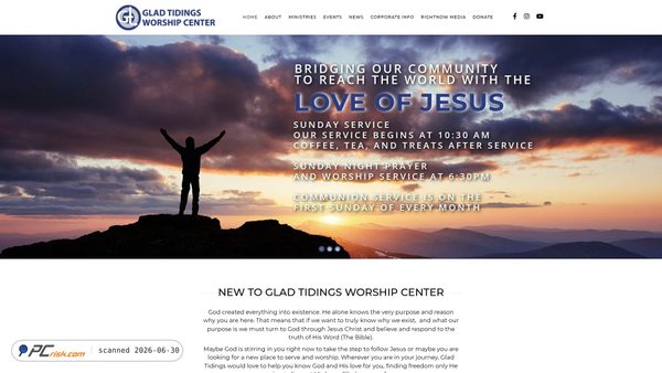 gladtidingsworshipcenter.ca screenshot