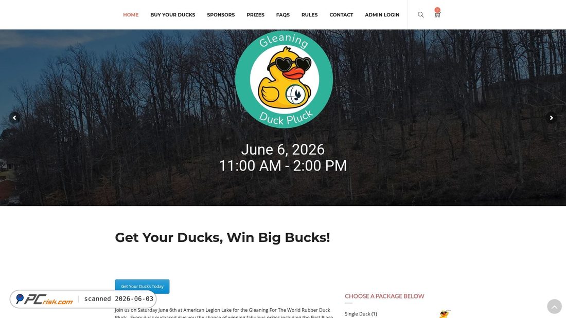 Screenshot of gleaningduckpluck.raceaduck.com