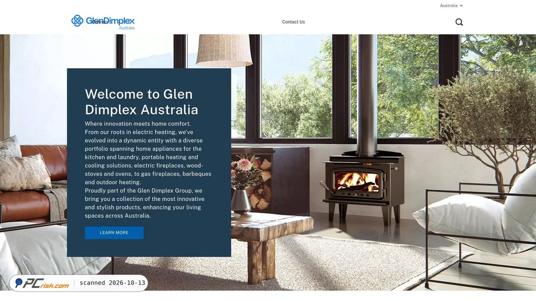 Captura de ecrã de glendimplex.com.au