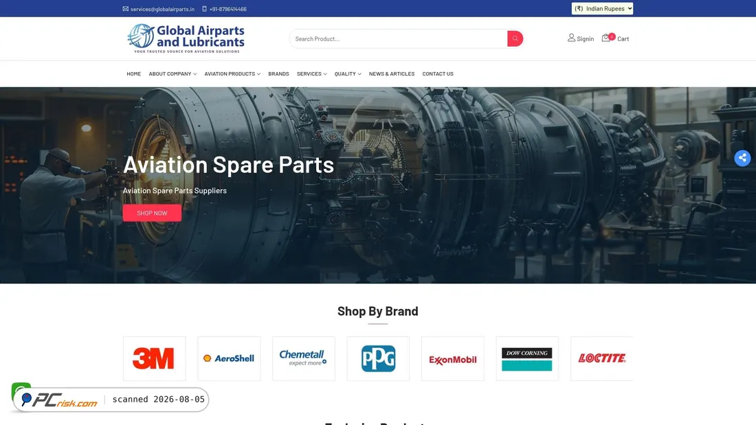 Screenshot of globalairparts.in