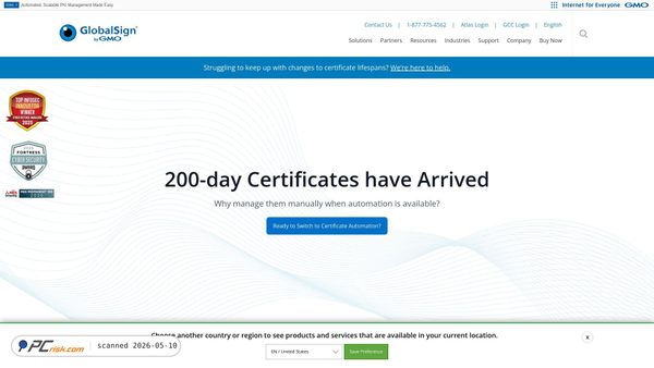 globalsign.com screenshot