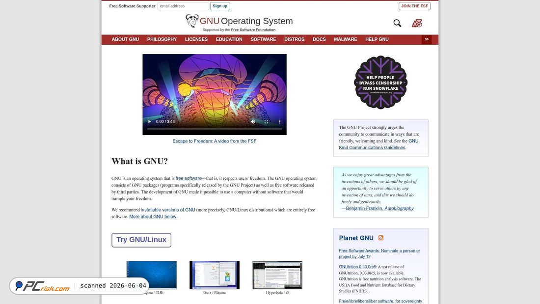Screenshot of gnu.org